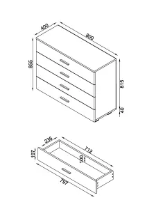 White Gloss 4 drawer chest of drawers