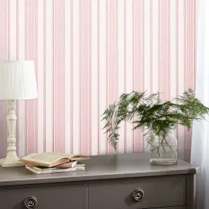 Laura Ashley Heacham Blush Stripe Smooth Wallpaper