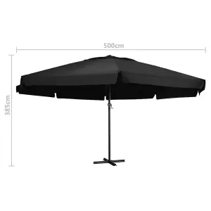 Berkfield Outdoor Parasol with Aluminium Pole 500 cm Black