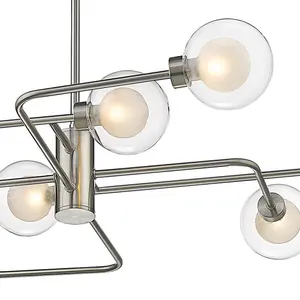 Luminosa Contemporary Multi Arm Swirl Pendant Ceiling 8 Light Satin Nickel, Glass