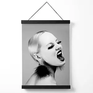 Woman with Attitude Fashion Black and White Photo Medium Poster with Black Hanger