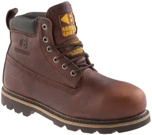 Buckbootz B750SMWP Waterproof Safety Work Boots Dark Brown Weathergrain Leather - Size 8