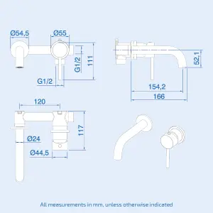 Nes Home Bathroom Brushed Brass Mono Basin Sink Tap Wall Mounted