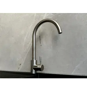 Reginox Taravo BN Single Lever Swan Neck Brushed Nickel Kitchen Mixer Tap