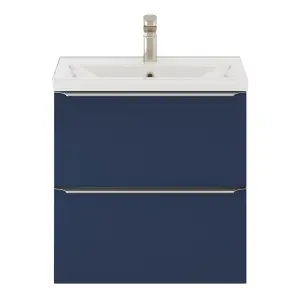 GoodHome Imandra Slimline Matt Blue Wall-mounted Bathroom Cabinet (H) 600mm (W) 600mm