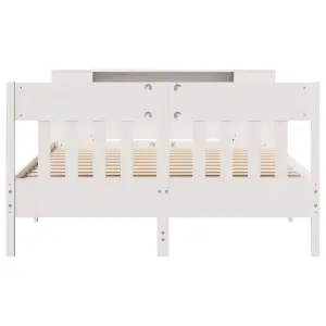 Berkfield Bookcase Bed without Mattress White 150x200 cm King Size Solid Wood Pine