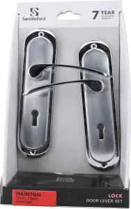 Sandleford Hainton Door Handle Lock Lever Set - Dual Tone Polished & Brushed Chrome