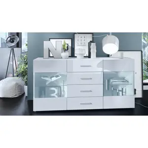 Sideboard Brano White (matt)/White (glossy) / No