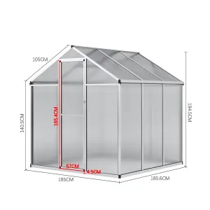 6x6ft Sliver Walk in Greenhouse Polycarbonate Greenhouse with Window