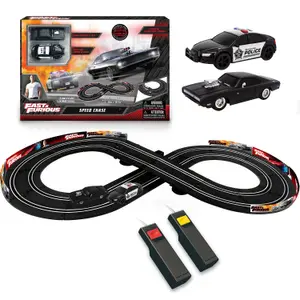 Fast & Furious Speed Chase Electric Racetrack Slot Car Set, 2x Replica Cars, Eight Figure Track 2.4M / 7.9FT Racetrack For Kids