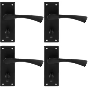 4 PACK - PAIR Angular Lever on Bathroom Backplate Door Handle 150 x 50mm Matt Black