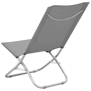 Berkfield Folding Beach Chairs 2 pcs Grey Fabric