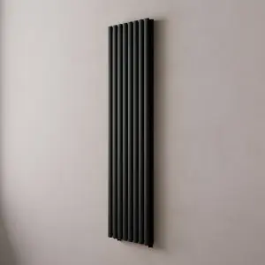 VURTU2 Designer Vertical Double Panel Radiator, 1800(H) x 480(W), Black, 613641