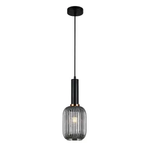 Luminosa Modern Hanging Pendant Black 1 Light  with Glass, Smoky Shade, E27