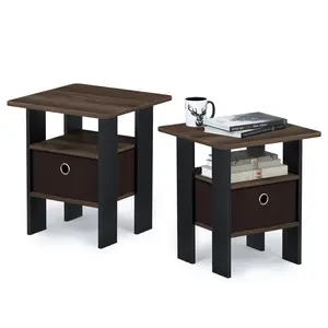 Joseph Side Table Nightstand with Bin Drawer, 2 per set (Set of 2) Walnut