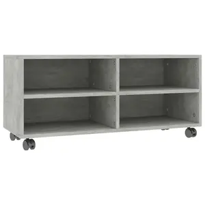 Berkfield TV Cabinet with Castors Concrete Grey 90x35x35 cm Engineered Wood