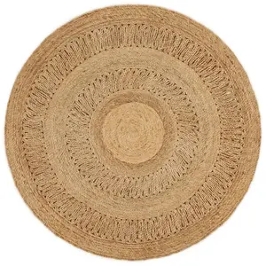 Berkfield Area Rug Hand-braided Jute 120 cm Round