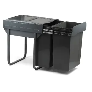 450mm Dark Grey Base Mounted Cabinet Bin 2 x 28L