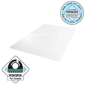 Floortex PVC Rectangular Carpet Protector Mat for Low Pile Carpets (up to 6mm) - 116  x 150cm