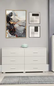 White Gloss 3+3 wide chest of drawers, Lido White