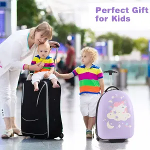 Costway 16" Kids Carry On Luggage Rolling Portable Travel Hard Shell Suitcase W/ Wheels