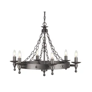 Elstead Warwick 6 Light Chandelier Graphite Black Finish, E14