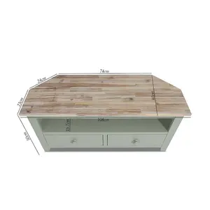 Florence Sage Green Corner TV Unit With 2 Drawers and Shelf