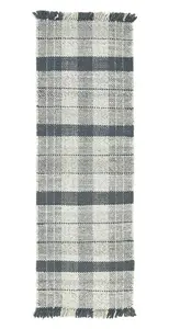 Check Blue Geometric, Hand Made, Luxurious , Modern , Tartan Rug for Bedroom & Living Room-200cm X 290cm