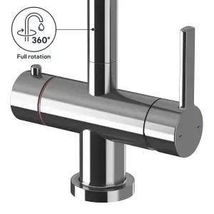 GoodHome Aji Matt Stainless steel effect Boiling water tap