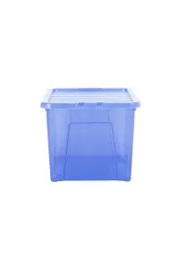 Wham Crystal Sparkle 5x 60L Plastic Storage Boxes with Lids Tint Sparkle Blue. Large Size, Strong (Pack of 5, 60 Litre)