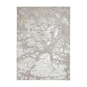 Grey Gold Abstract Rug, 8mm Thickness Modern Rug, Grey Gold Rug for Bedroom, Living Room, & Dining Room-120cm X 170cm