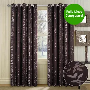 Home Curtains Lorenzo Fully Lined 65w x 72d" (165x183cm) Chocolate Eyelet curtains (PAIR)