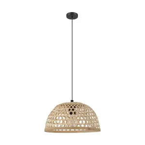 Hanging Ceiling Pendant Light Wicker Bowl 1 x 40W E27 Hallway Feature Lamp