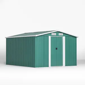 Ajay 8ft. W x 10ft. D Metal Apex Tool Shed Dark Green