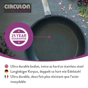 Circulon Excellence Black Round Aluminium Induction Suitable Dishwasher Safe Frying Pan Set 26 & 30cm Twin Pack