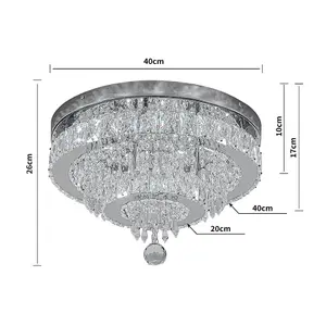 Elegant Crystal Round LED Ceiling Light Cool White Light 36W 40cm Dia