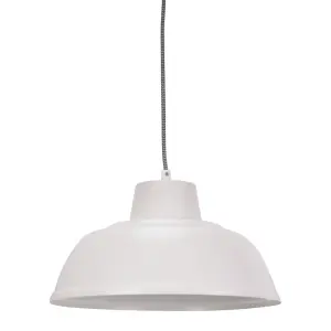 ValueLights Morris White Metal Hanging Pendant Ceiling Light Fitting for Living Room Kitchen - LED Bulb Included