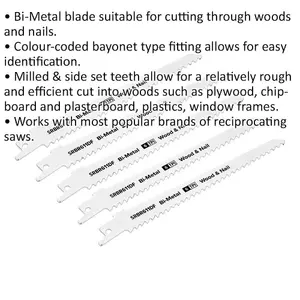 5-Pack 150mm Bi-Metal Reciprocating Saw Blades for Efficient Cutting