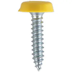 50 Pack of Durable Yellow Numberplate Screws - 4.8 x 24mm Plastic Fixings