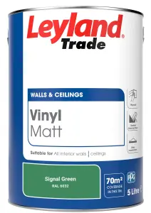 Leyland Trade Vinyl Matt Walls & Ceilings Emulsion Paint Signal Green (RAL 6032) 5L