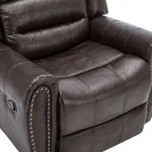 Denver Bonded Leather Recliner Armchair W Stud Sofa Home Lounge Chair Reclining (Brown)