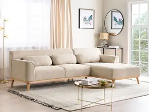 Corner Sofa SIMOS Light Beige Corduroy Left Hand