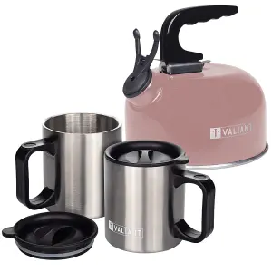 Valiant Camping Kettle & Insulated Mug Set - Pink