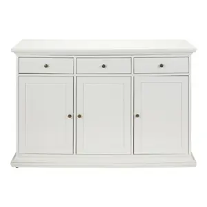 Paris White 3 drawer Sideboard (H)916mm (W)1437mm (D)461mm