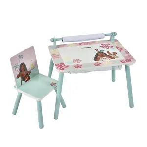 Disney Moana Kids Table and Chair Set - Activity Table for Toddlers with Lift-Up Tabletop, Chalkboard and Nylon Storage Space