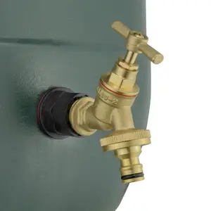 water butt/water storage tank outlet adaptor +brass bib tap +ptfe tape(requires a 21mm hole)