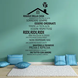 Walplus Decal Wall Art Wall Sticker Decal House Roof With Italian Family Quote Art Decoration Decal DIY