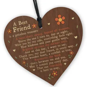 Red Ocean Thoughtful Gift For Best Friend Poem Wood Heart Friendship Gifts For Her Thank You Gifts For Friend