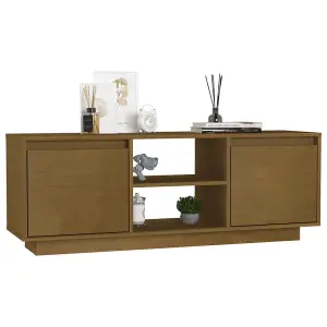 Berkfield TV Cabinet Honey Brown 110x30x40 cm Solid Pinewood