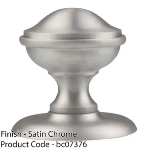 81mm Traditional Centre Front Door Round Dome Knob - Satin Chrome Outdoor Handle